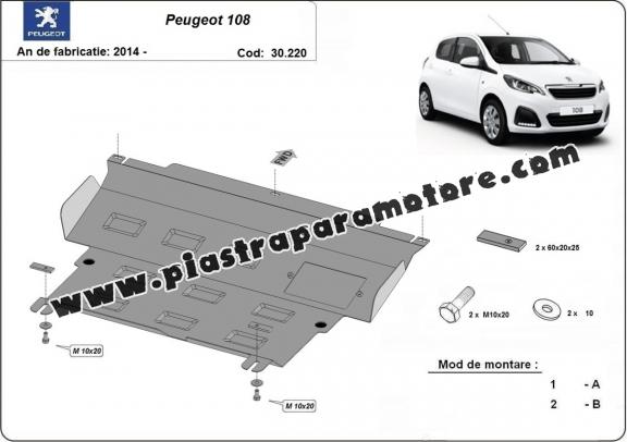 Piastra paramotore di acciaio Peugeot 108