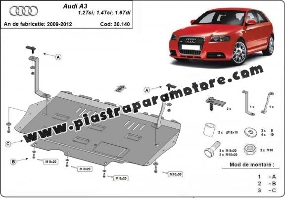 Piastra paramotore di acciaio Audi A3