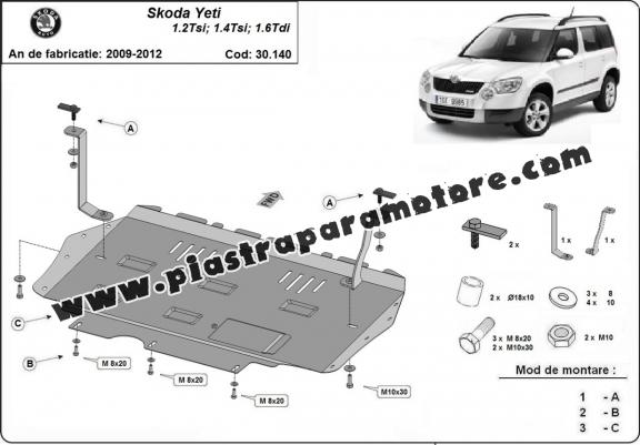 Piastra paramotore di acciaio Skoda Yeti