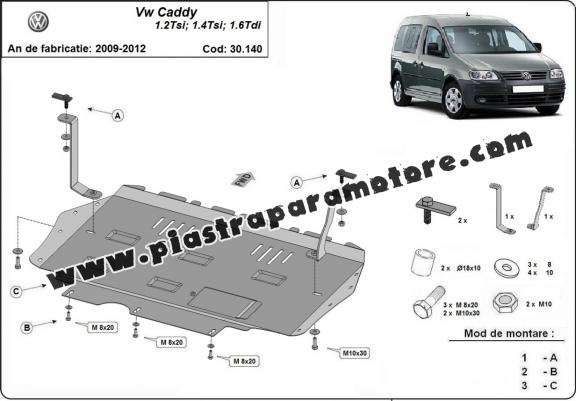 Piastra paramotore di acciaio Volkswagen Caddy