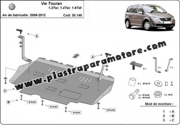 Piastra paramotore di acciaio Volkswagen Touran