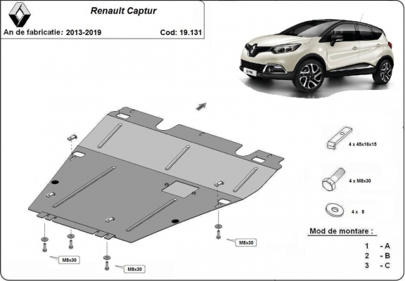 Piastra paramotore di acciaio Renault Captur