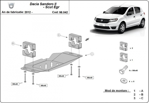 Piastra di acciaio per il sistema Stop & GO, EGR Dacia Sandero 2