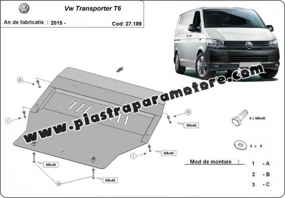 Piastra paramotore di acciaio Volkswagen Transporter T6