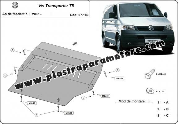 Piastra paramotore di acciaio Volkswagen Transporter T5