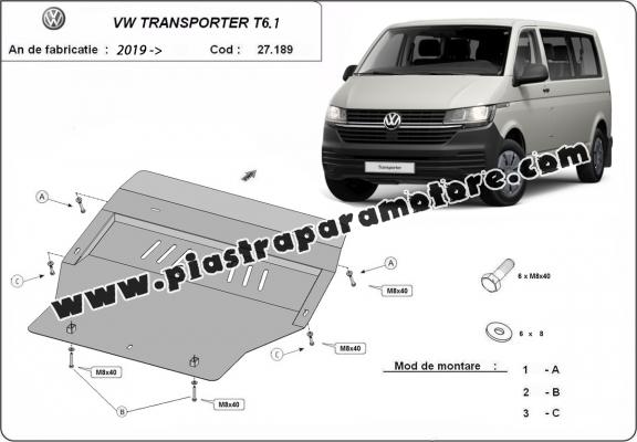 Piastra paramotore di acciaio Volkswagen Transporter T6.1