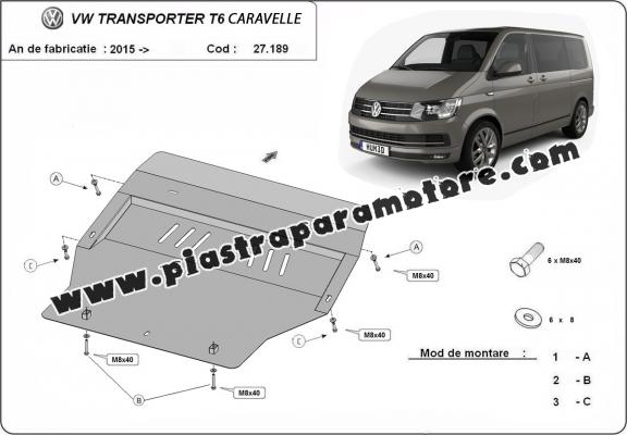 Piastra paramotore di acciaio Volkswagen Transporter T6 Caravelle