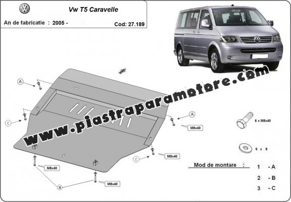 Piastra paramotore di acciaio Volkswagen T5 Caravelle 