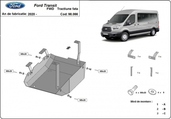 Protezione di acciaio per il AdBlue Ford Transit ( 4X2, 4X4 )