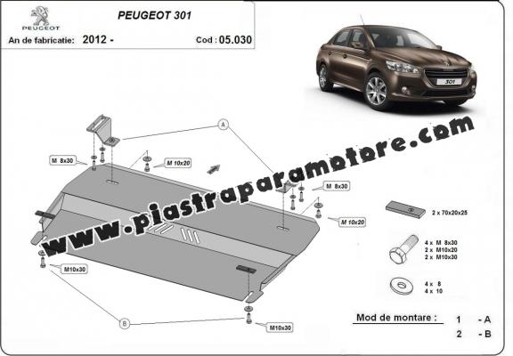 Piastra paramotore di acciaio Peugeot 301