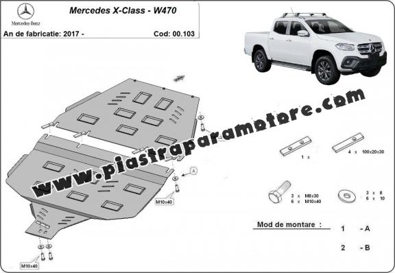 Protezione di acciaio per il cambio e protezione del caso di trasferimento Mercedes X-Class