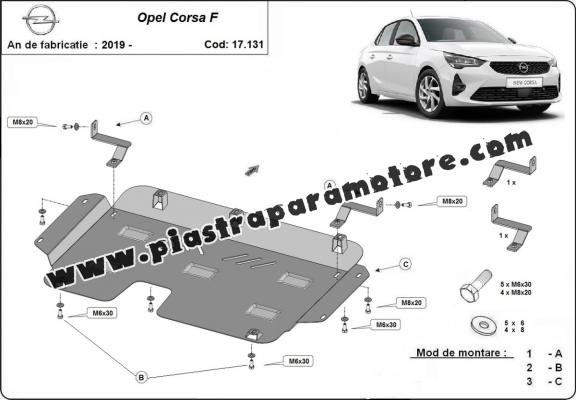 Piastra paramotore di acciaio Opel Corsa F