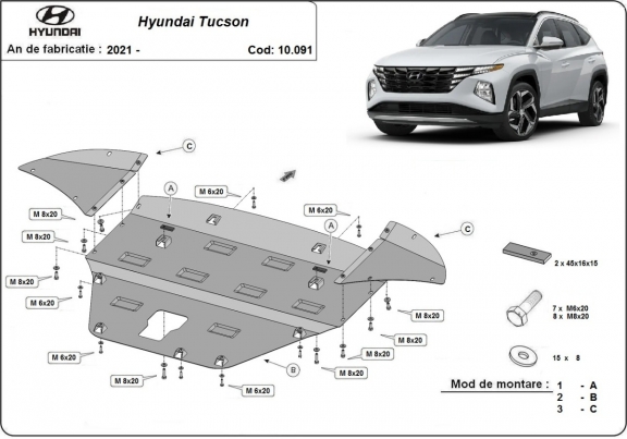 Piastra paramotore di acciaio Hyundai Tucson