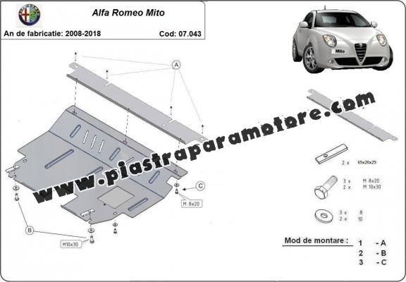 Piastra paramotore di acciaio Alfa Romeo Mito