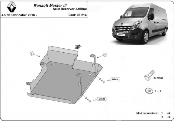 Protezione di acciaio per il AdBlue  Renault Master 3 - Model 2
