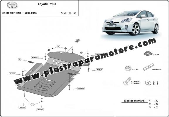 Piastra catalizzatore/cat lock di acciaio Toyota Prius 3