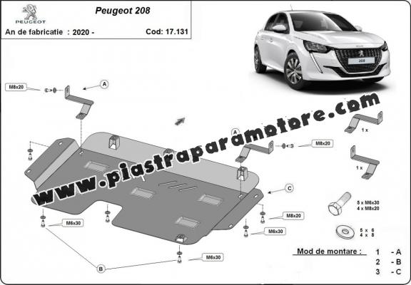 Piastra paramotore di acciaio Peugeot 208