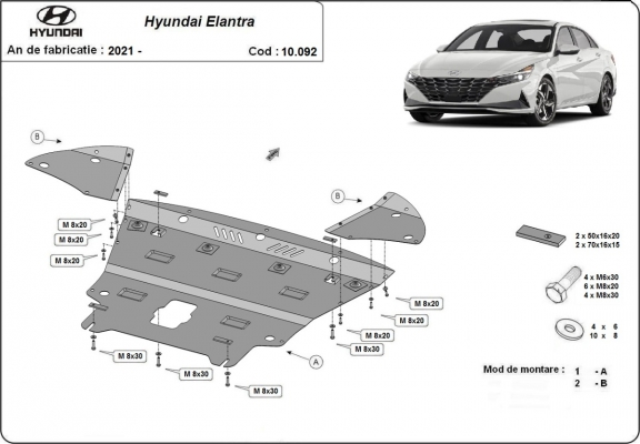 Piastra paramotore di acciaio  Hyundai Elantra