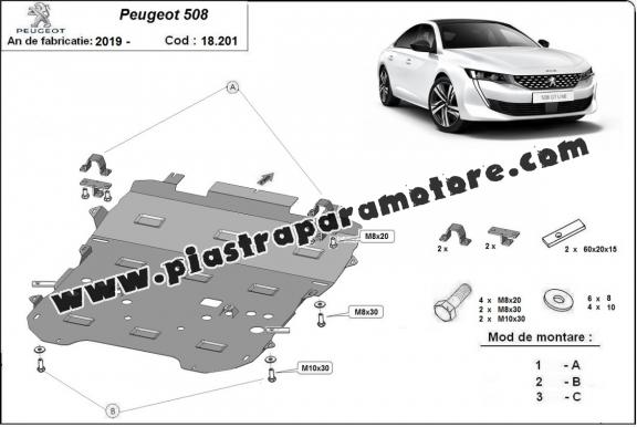 Piastra paramotore di acciaio Peugeot 508