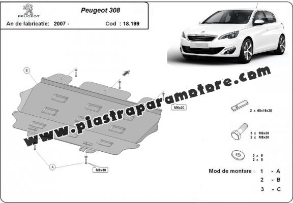 Piastra paramotore di acciaio Peugeot 308