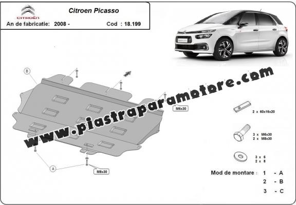 Piastra paramotore di acciaio Citroen C4 Picasso