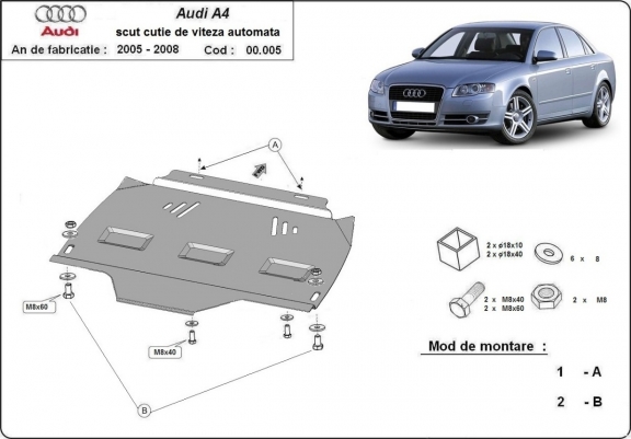 Protezione di acciaio per il cambio automatico Audi A4  B7 All Road