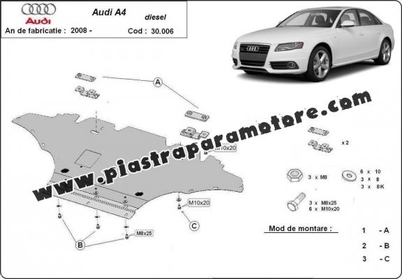 Piastra paramotore di acciaio Audi A4 B8 All Road, diesel