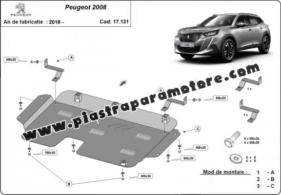 Piastra paramotore di acciaio Peugeot 2008