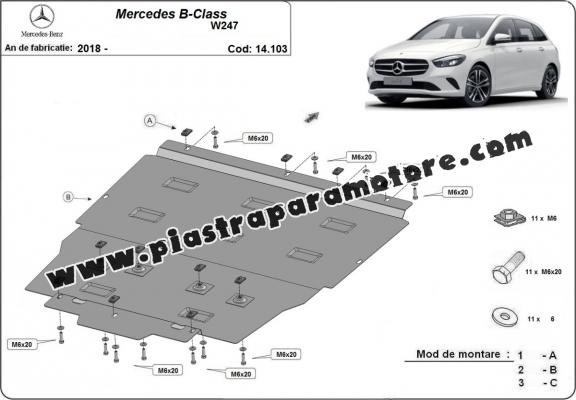 Piastra paramotore di acciaio Mercedes B-Class W247