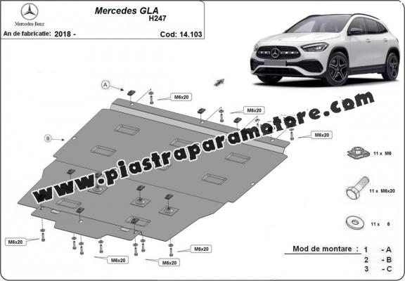 Piastra paramotore di acciaio Mercedes GLA H247