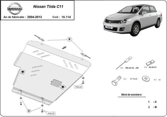 Piastra paramotore di acciaio Nissan Tiida