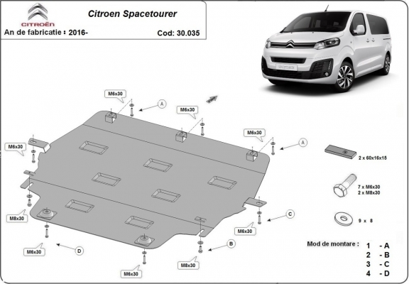 Piastra paramotore di acciaio Citroen Spacetourer