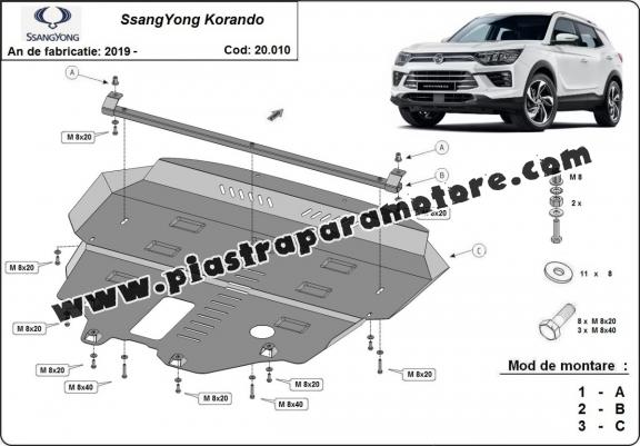 Piastra paramotore di acciaio SsangYong  Korando