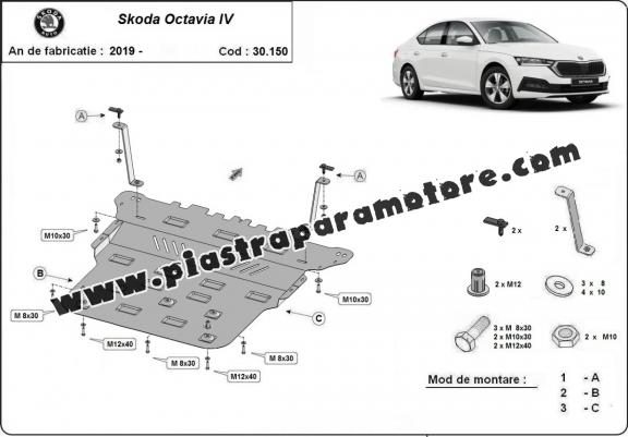 Piastra paramotore di acciaio Skoda Octavia 4