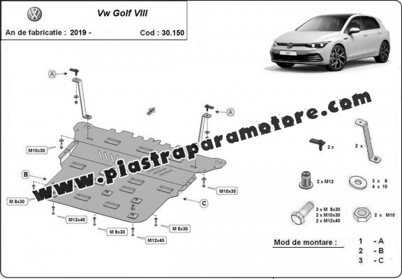 Piastra paramotore di acciaio VW Golf 8
