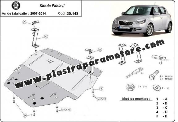 Piastra paramotore di acciaio Skoda Fabia 2 Diesel