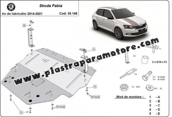 Piastra paramotore di acciaio Skoda Fabia 3 Diesel