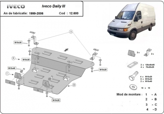 Piastra paramotore di acciaio Iveco Daily 3