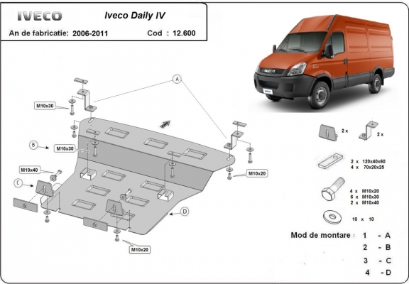 Piastra paramotore di acciaio Iveco Daily 4