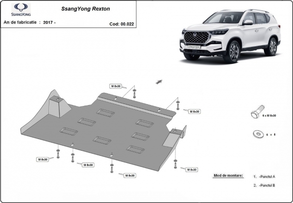 Protezione di acciaio per il cambio SsangYong Rexton