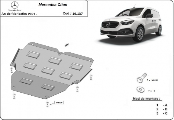 Piastra paramotore di acciaio Mercedes Citan W420