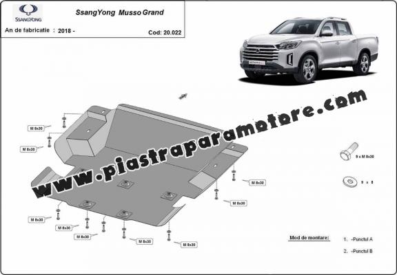 Piastra paramotore di acciaio Ssangyong Musso Grand