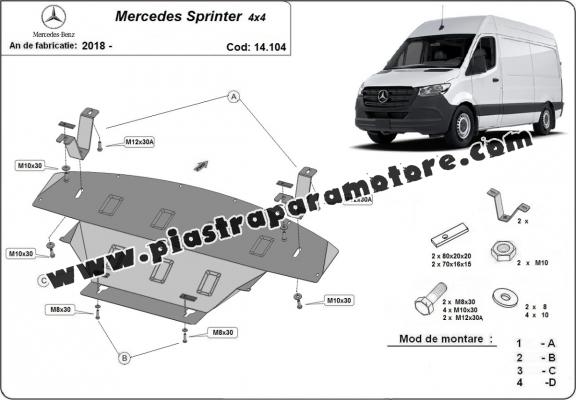 Piastra paramotore di acciaio Mercedes Sprinter 907 4x4