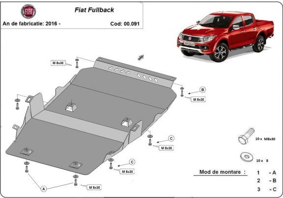 Piastra paramotore di acciaio Fiat Fullback