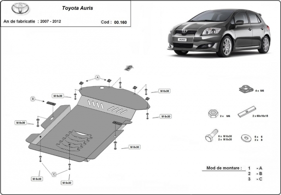 Piastra catalizzatore/cat lock di acciaio Toyota Auris