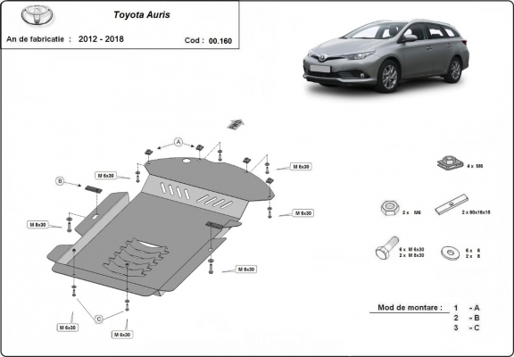 Piastra catalizzatore/cat lock di acciaio Toyota Auris