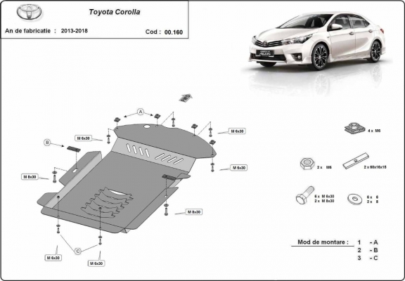 Piastra catalizzatore/cat lock di acciaio Toyota Corolla