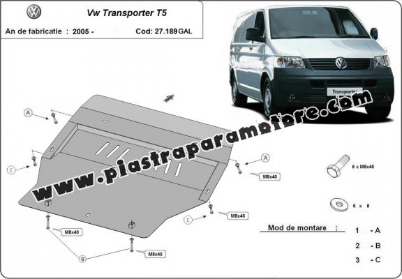 Piastra paramotore di acciaio zincato Volkswagen Transporter T5