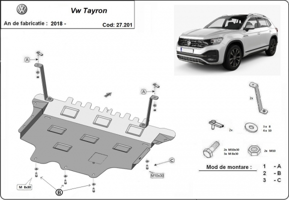 Piastra paramotore di acciaio VW Tayron