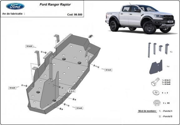 Protezione di acciaio per il serbatoio Ford Ranger Raptor 